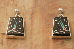 Calvin Begay Night Sky Design Sterling Silver Post Earrings